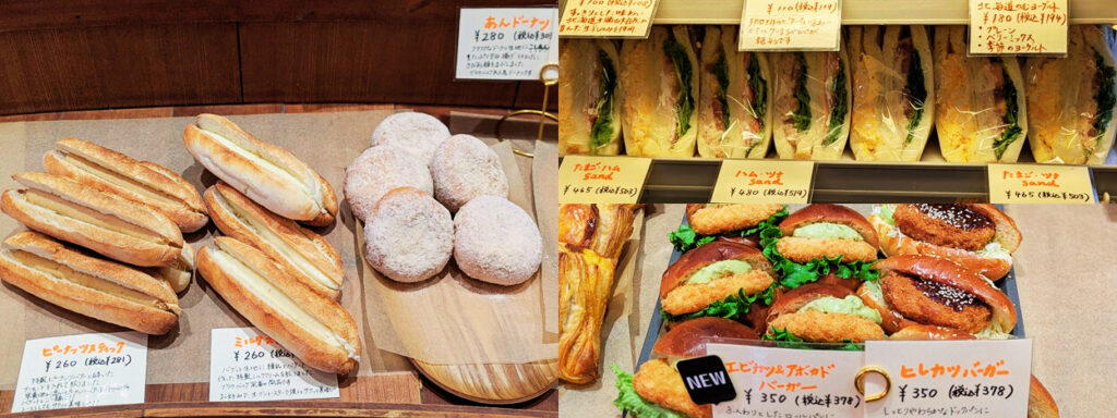 ベッカライブラウベルグの店内写真(サンドイッチ、菓子パン)