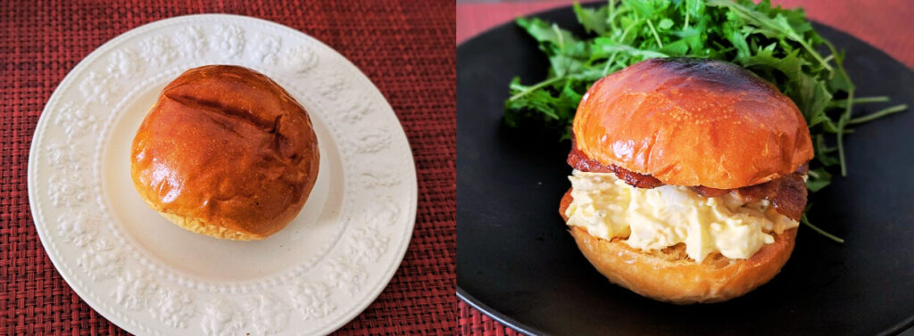 「FACTORY(ファクトリー)」のバンズの写真(ベーコン卵サンドにアレンジ)