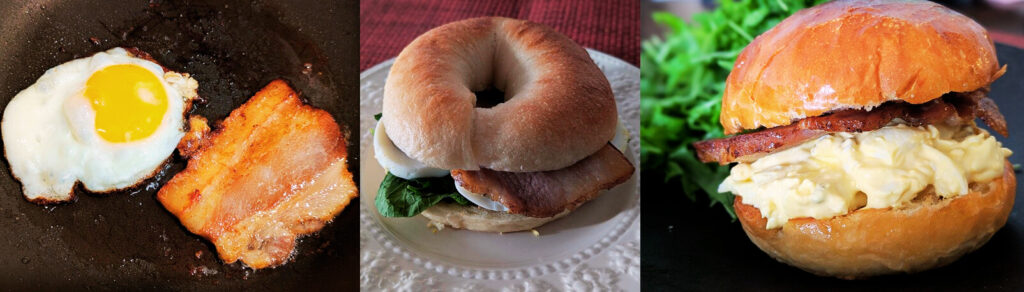 「Abats(アバ)」のベーコンを使ったサンドイッチ