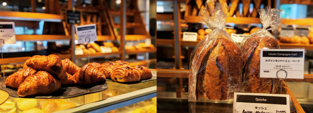 「FACTORY(ファクトリー)」のパンの写真(クロワッサン、パンオショコラ、ルヴァンカンパーニュ)