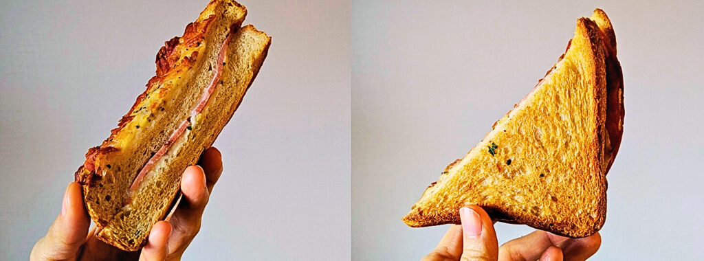 Bakery bankのクロックムッシュ画像（断面と後ろ側）